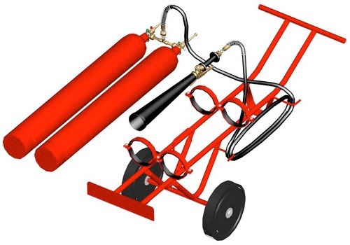 Extincteur CO2 mobile double bouteille